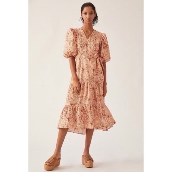 Anthropologie Dresses Anthropologie Hutch Vneck Tiered Wrap Midi Dress Poshmark